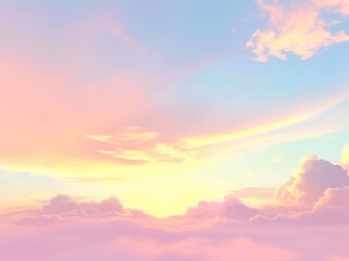 Fototapeta premium Sunset sky in the morning with sunrise and soft pink clouds with yellow tones.