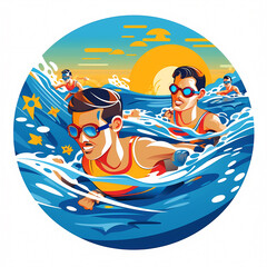 Marathon Swimming: Olympic Games cartoon Clip Art