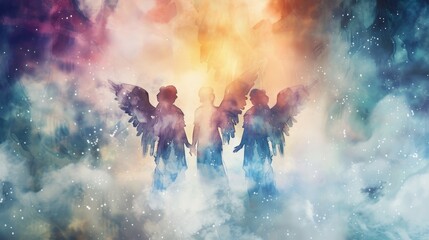 Angels Choir Singing in Heavenly Clouds Generative AI