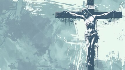 Jesus Christ on the Cross - Abstract Religious Art Generative AI