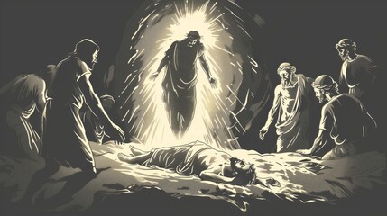 Obraz na płótnie Canvas Resurrection of Jesus Christ - Biblical Illustration Generative AI