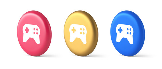 Gamepad controller virtual gaming connect button joystick joypad web app 3d realistic circle icon © provectors