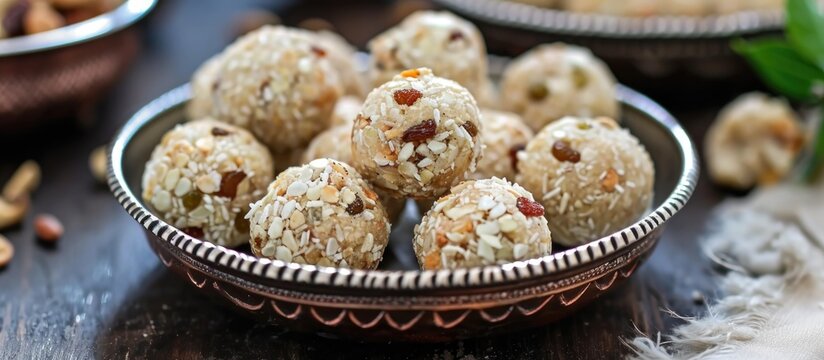 Meva Ladoo, a sweet ball with dried fruits from India.