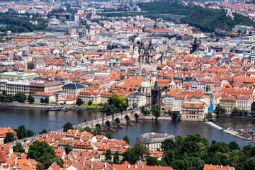 Fototapeta na wymiar Prague from above in summer