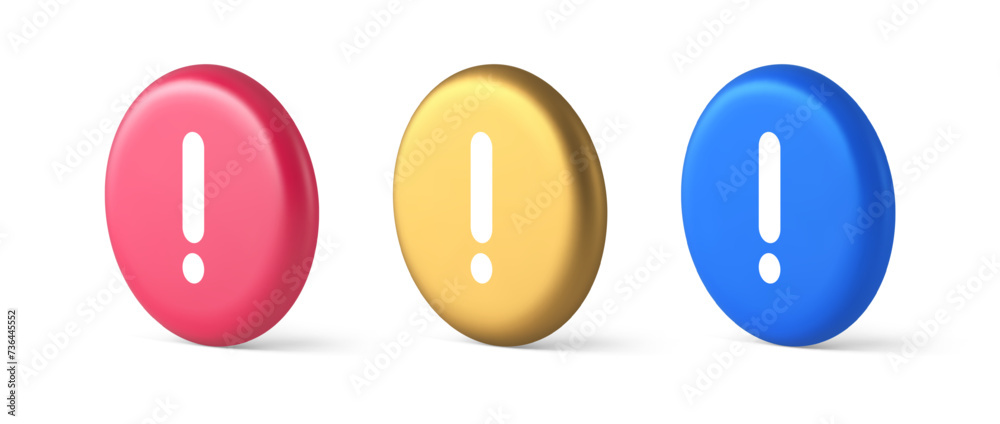 Wall mural exclamation mark keyboard button important attention point cyberspace communication 3d circle icon