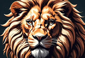 Fotobehang Experience the raw power and beauty of the king of the jungle with our majestic lion face vector art © Naila