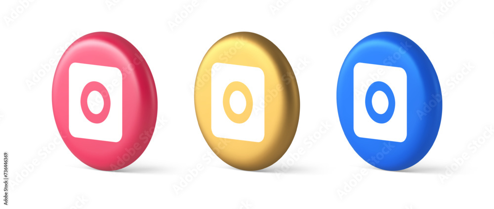 Poster camera photo video shooting button multimedia content creation web application 3d circle icon