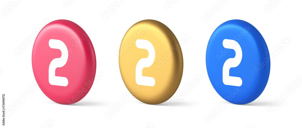 Poster two character button numeral cyberspace calculation service 3d realistic isometric circle icon