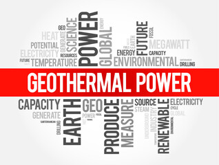 Geothermal Power word cloud collage, industry concept background