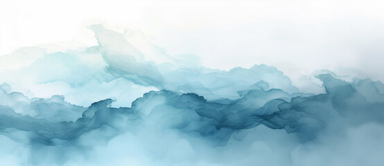 abstract representation of a misty landscape, capturing the essence of layered fog or clouds - obrazy, fototapety, plakaty