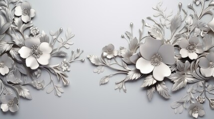 Vintage Royal silver background with intricate floral designs, creating an opulent and classic...
