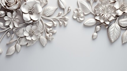 Vintage Royal silver background with intricate floral designs, creating an opulent and classic...