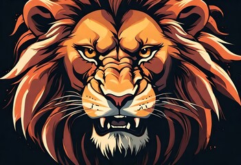 angry lion roaring face vector illustration 