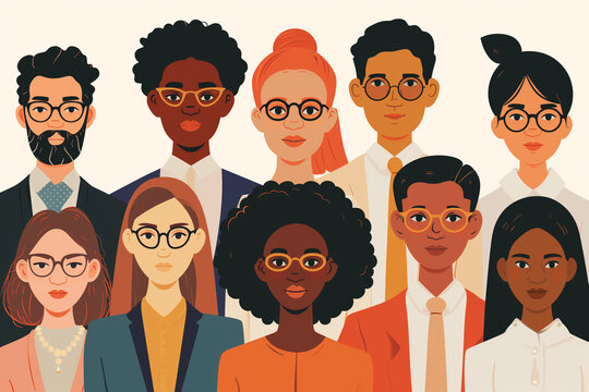 An image showcasing employees from various ethnic backgrounds coming together to celebrate diversity isolated in white background, young people are standing next to each other, Global people diversity
