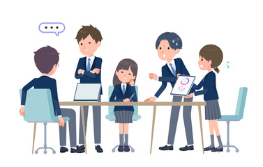 Obraz premium 複数人で打ち合わせする学生たち 悪印象 A
