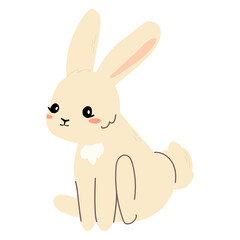 Adorable easter bunny. Hand drawn cute baby character. Spring element decoration in modern simple cartoon flat style for print design. cute spring animal in flat style. Kids design, fabric, wrapping