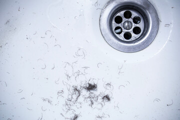 shaved hair from the intimate areas of the pubic area after shaving and depilation remaining on the...