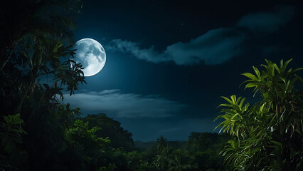 view of moon from forest at night