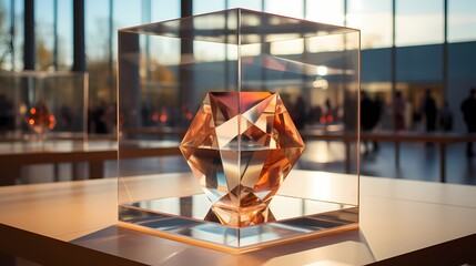 Fototapeta na wymiar A transparent cuboctahedron against a minimalist canvas --ar 16:9 --v 5.2 --s 750** - Image #3 @maliktanveer