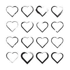 set of hearts brush paint hearts brush stock vector design 