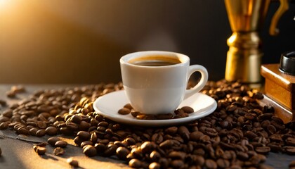 Obraz premium cup of coffee with beans