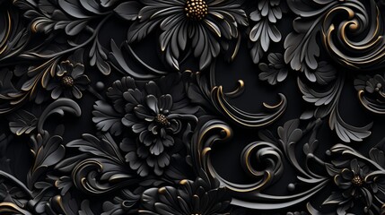 Seamless pattern Royal vintage Victorian Gothic background Rococo venzel and whorl