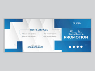 Professional business facebook cover page timeline web ad banner template.Digital marketing agency facebook cover photo design with creative shape or web banner for digital marketing business