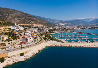Aerial view of the resort town of Finike, located on the Mediterranean coast in Turkey