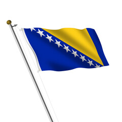Bosnia Herzegovina Flagpole 3d illustration