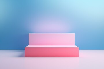 Unique Pink and blue podium. Modern geometric. Generate Ai