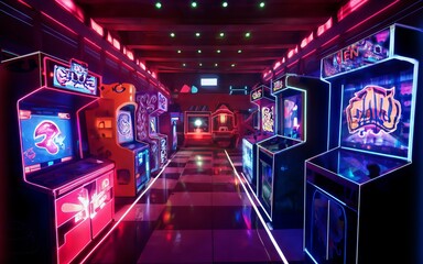 A gaming bar with a room full of vintage arcade video games from the 1990s