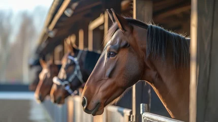 Fototapeten horses in the boxes of an equestrian center © Khalif