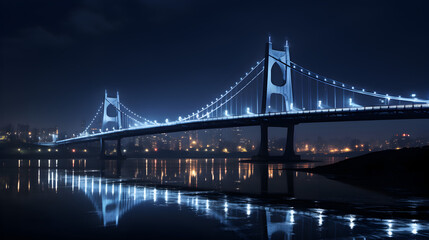 Fototapeta na wymiar suspension bridge at night,, suspension bridge