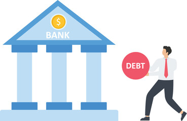 Bank failure from a debt crisis, Economic downturn,Financial crisis and credit crisis,Debt default and financial instability, Banking sector and economic recession concept,

