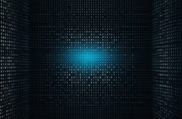 Big data technology matrix. Binary code computer theme background. Quantum technology futuristic cyberspace hud streaming coding numbers screen backdrop