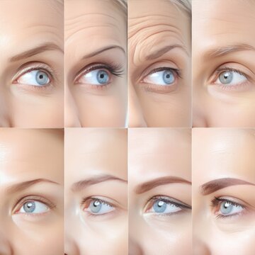 A Series of Photos of a Womans Blue Eyes