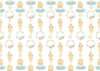 Easter. Seamless pattern with traditional Easter symbols for wrapping paper, wallpaper, web page backgrouns and more.