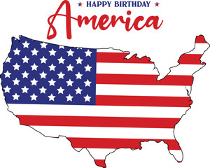 Happy birthday america T-shirt, 4th of July T-shirt, Fourth of July, America, USA Flag, USA Holiday, Patriotic, Independence Day Shirt, Cut File For Cricut Silhouette