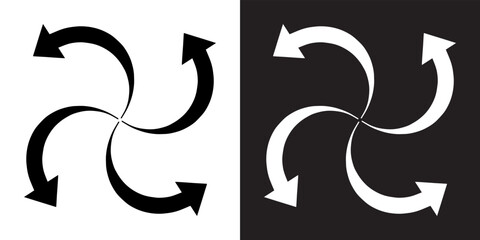 Outward arrow icon vector. Four Arrows icon sign symbol in trendy flat style. Arrow pointing outward vector icon illustration isolated on white and black background