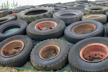 stack of tires,Lots of old used car tires,The concept of ecology pollut