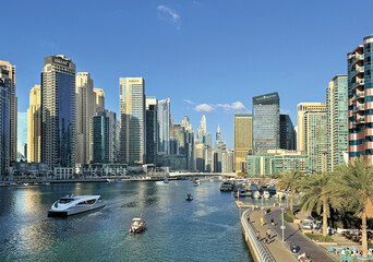 Dubai, UAE, 2024.02.10. Dubai Marina Bay. View of the yacht club marina. - 736477789
