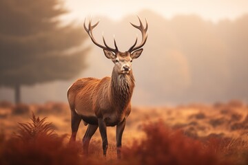 Red deer in the mist 