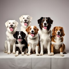 A group of dogs, pet animal, 