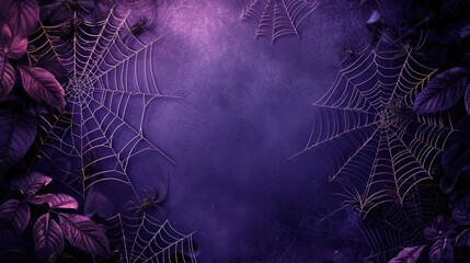 Purple background with cobwebs - obrazy, fototapety, plakaty