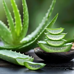 Photo aloe vera leaves in section