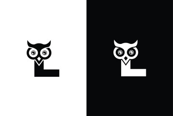 Initial letter L with owl modern company business logo icon. Simple and creative owl logo design vector, combination of letter L and owl.