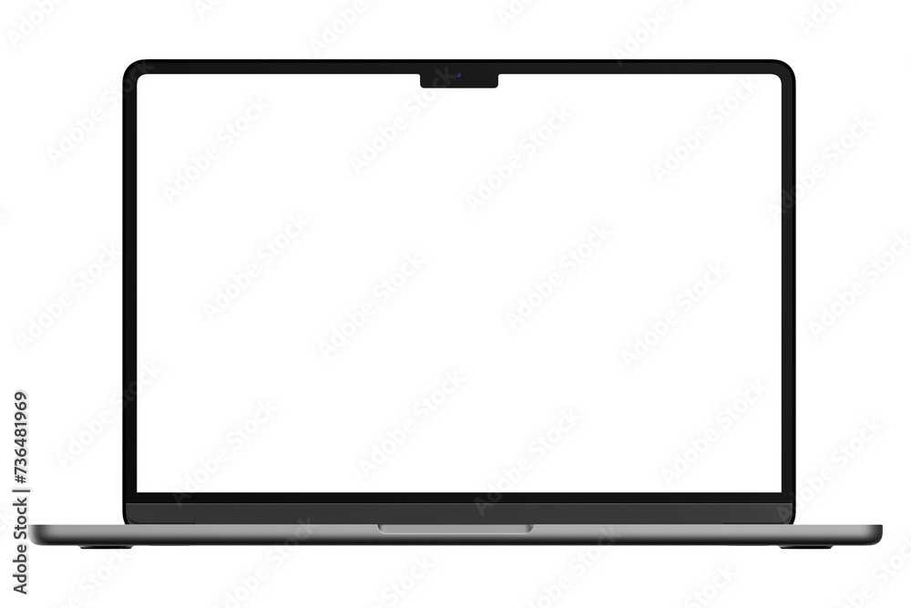 Canvas Prints detailed front side photo of laptop without background. template for mockup
