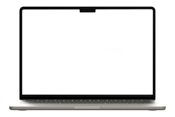Detailed front side photo of laptop without background. Template for mockup  - obrazy, fototapety, plakaty