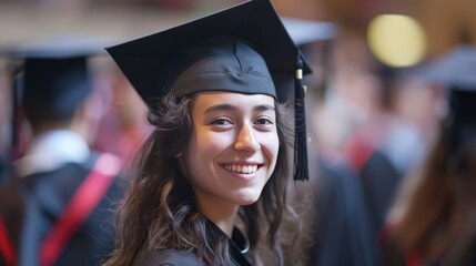 Young smiling student at graduation or graduation dressed in gowns and biretta.