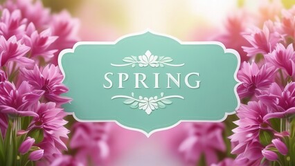 The inscription spring on a sheet for a greeting card, invitation template. Retro, vintage lettering, spring flowers and inscription spring, concept of spring and warmth
